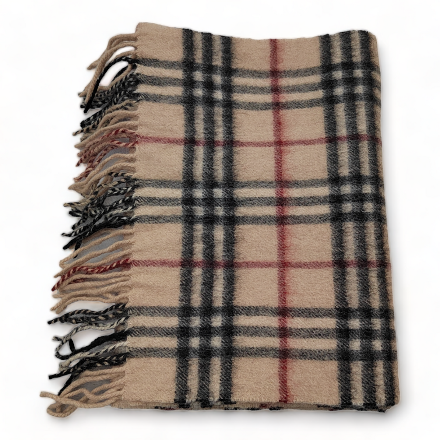 Burberry Scarf Cashmere Nova Check Beige London Made In England