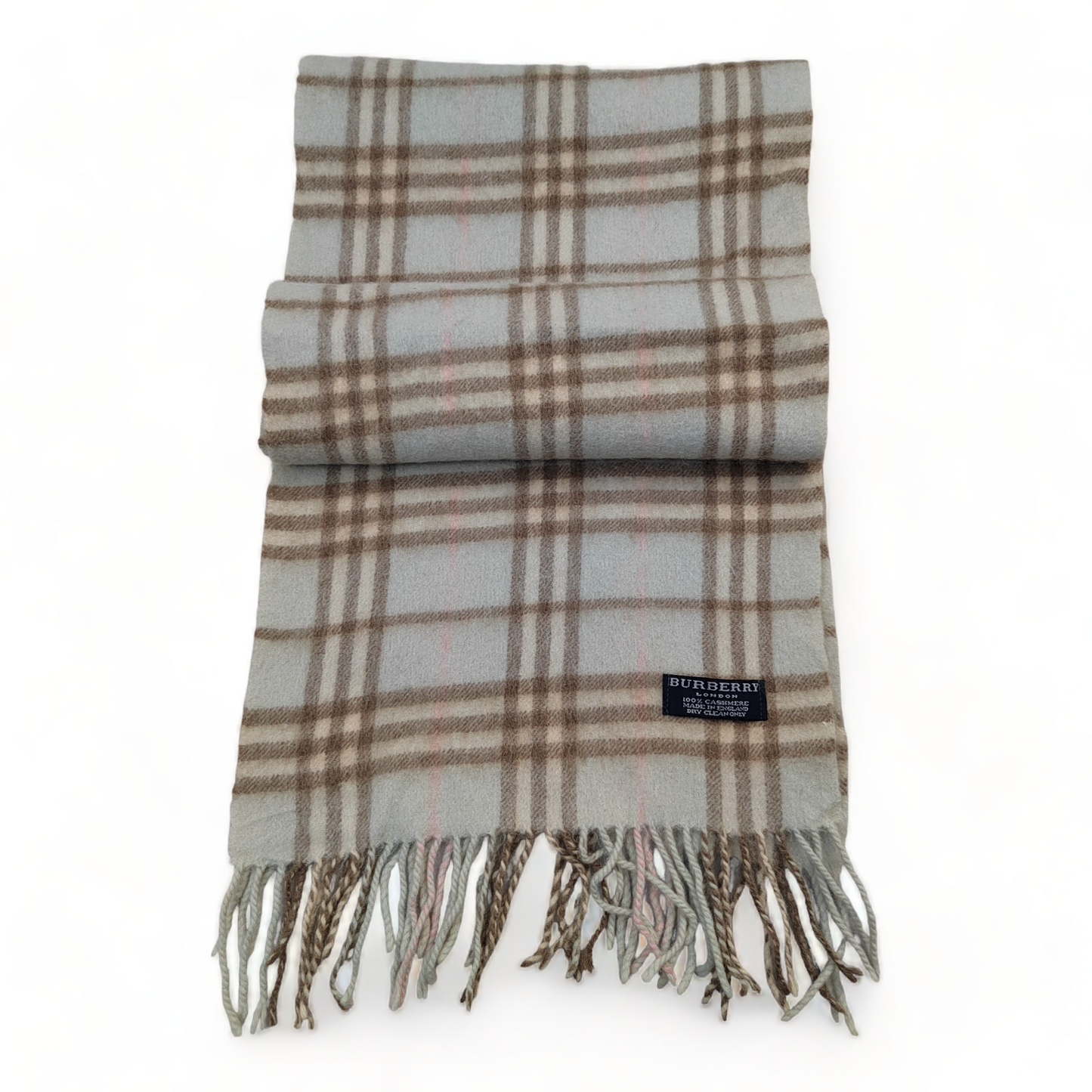 Burberry Scarf Cashmere Nova Check Blue London Made In England