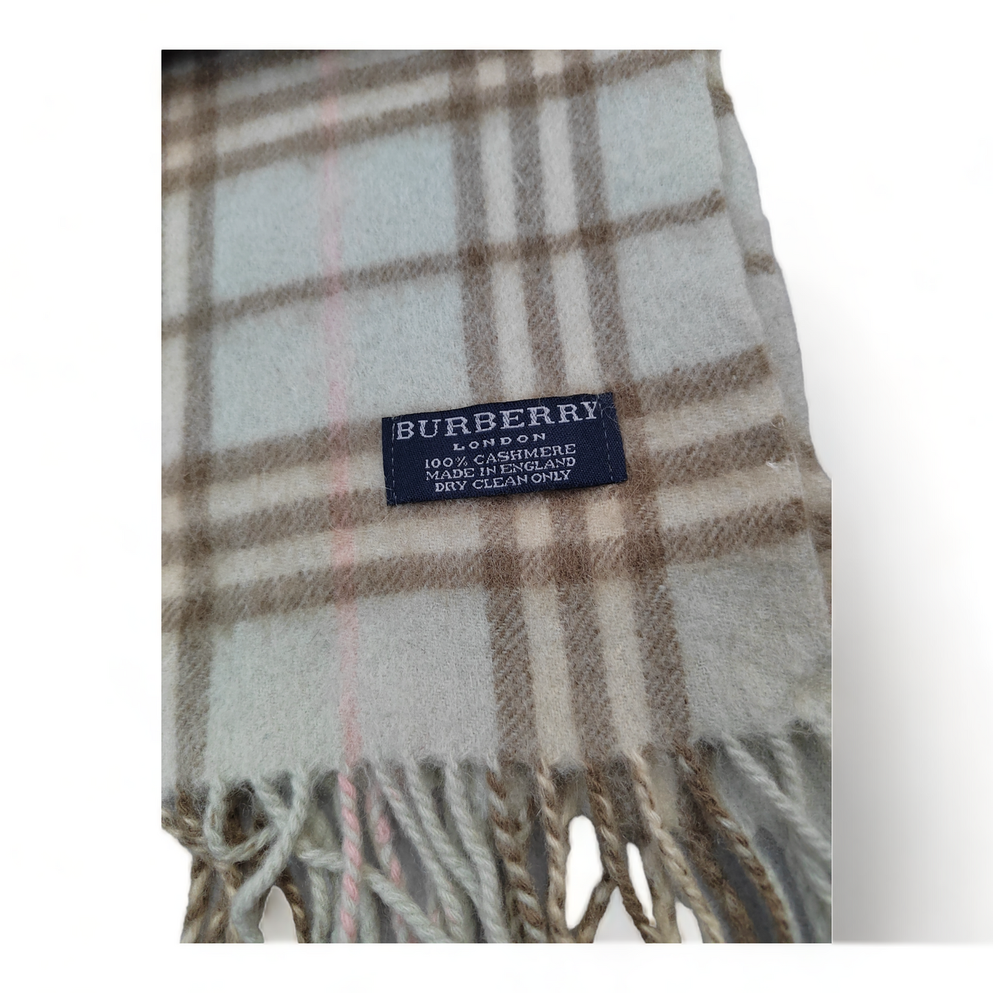 Burberry Scarf Cashmere Nova Check Blue London Made In England