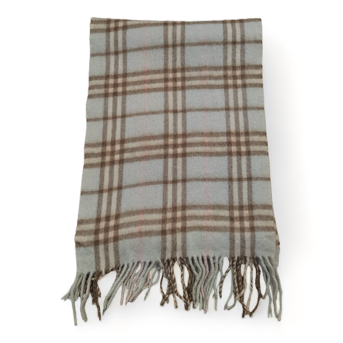 Burberry Scarf Cashmere Nova Check Blue London Made In England