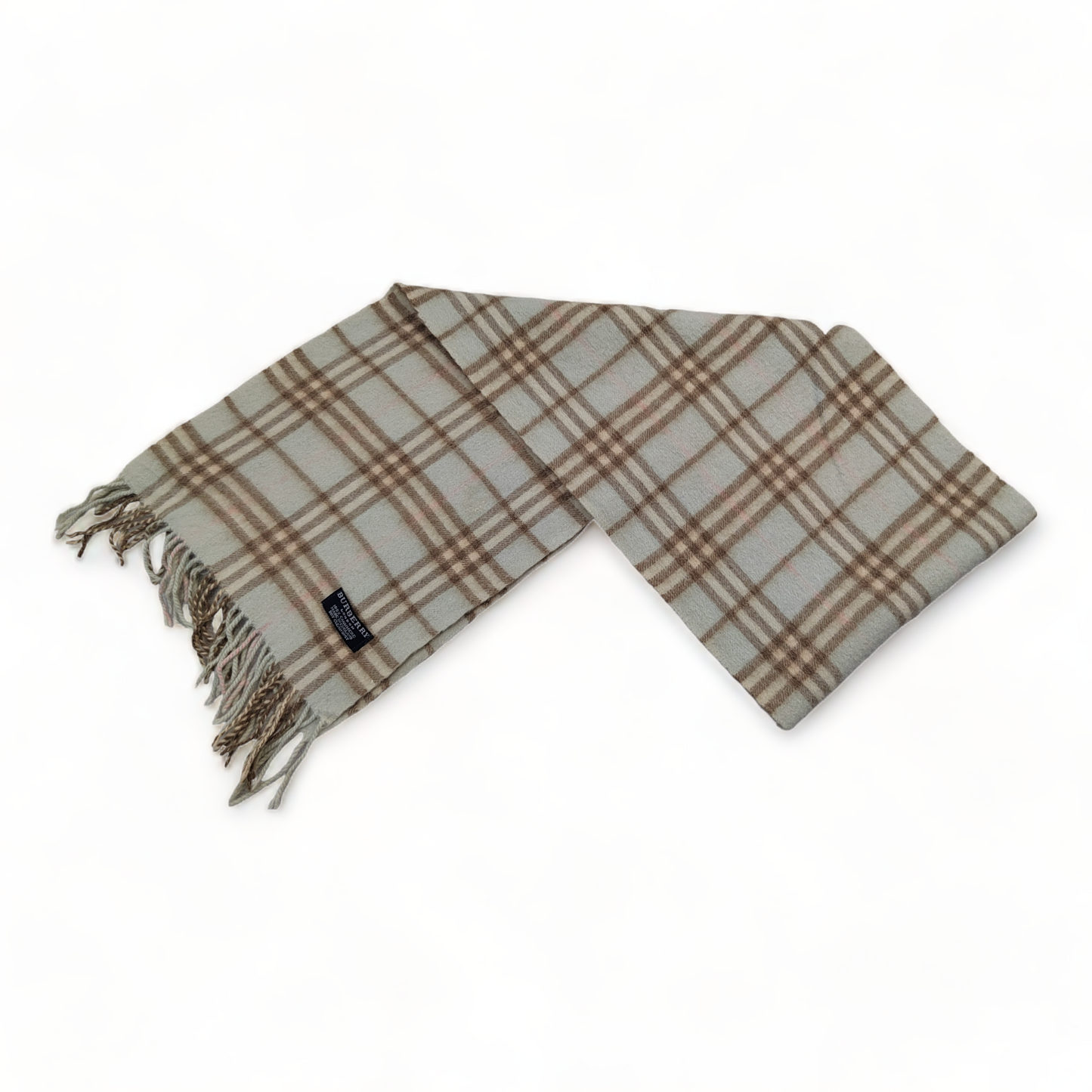 Burberry Scarf Cashmere Nova Check Blue London Made In England