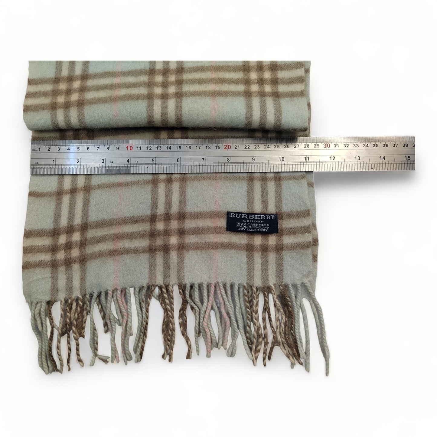 Burberry Scarf Cashmere Nova Check Blue London Made In England