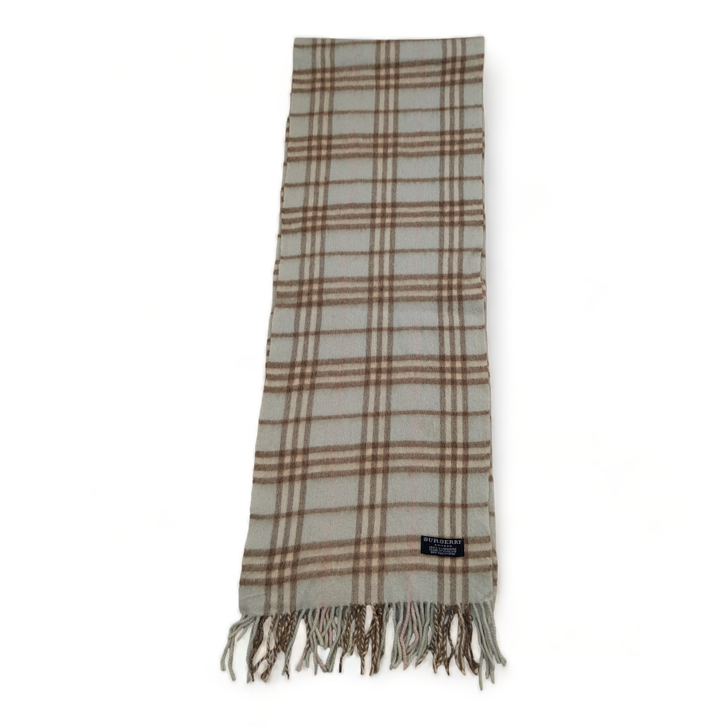 Burberry Scarf Cashmere Nova Check Blue London Made In England