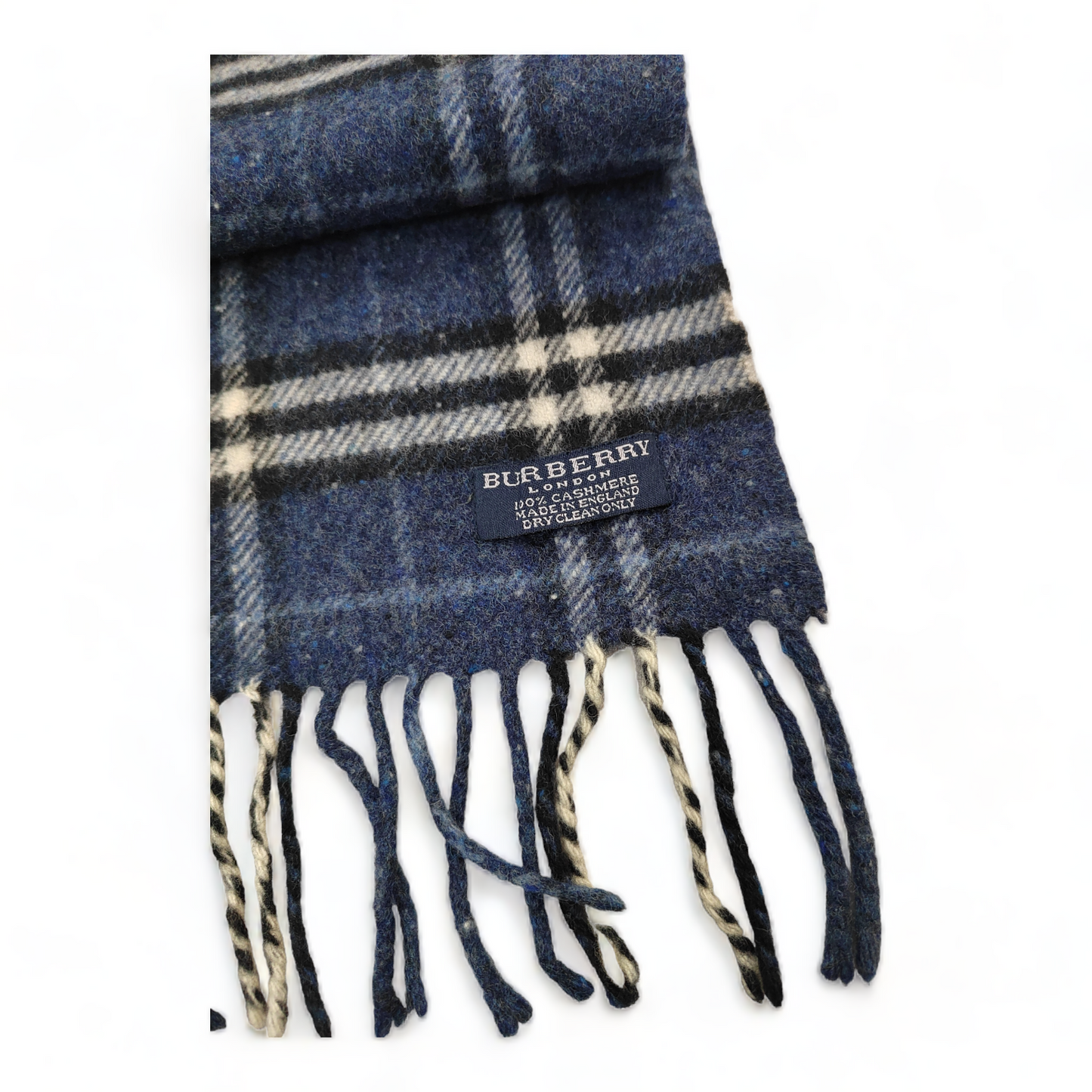 Burberry Scarf Cashmere Nova Check Blue London Made In England