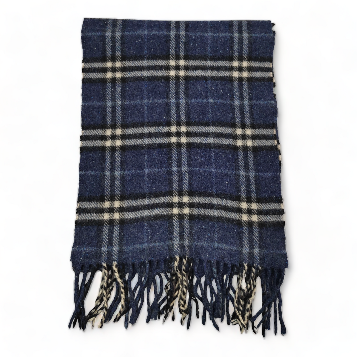 Burberry Scarf Cashmere Nova Check Blue London Made In England