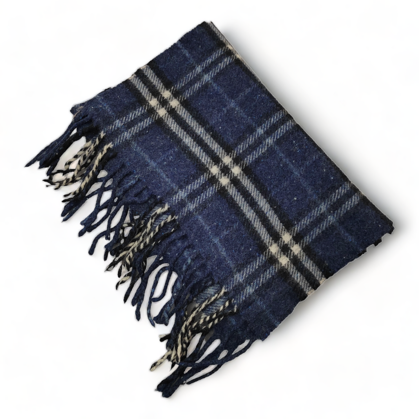 Burberry Scarf Cashmere Nova Check Blue London Made In England