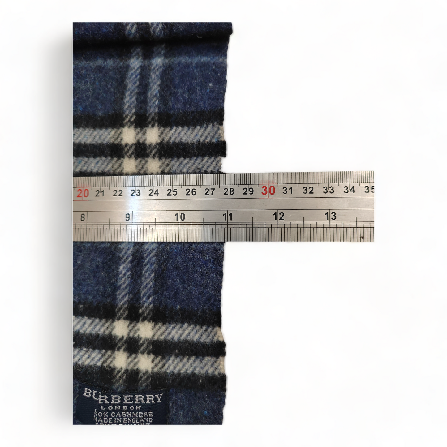 Burberry Scarf Cashmere Nova Check Blue London Made In England