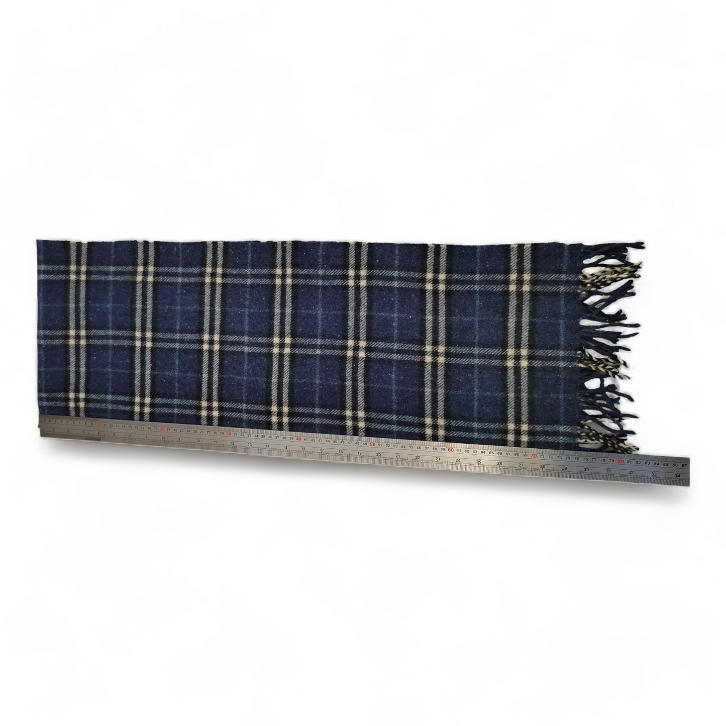 Burberry Scarf Cashmere Nova Check Blue London Made In England