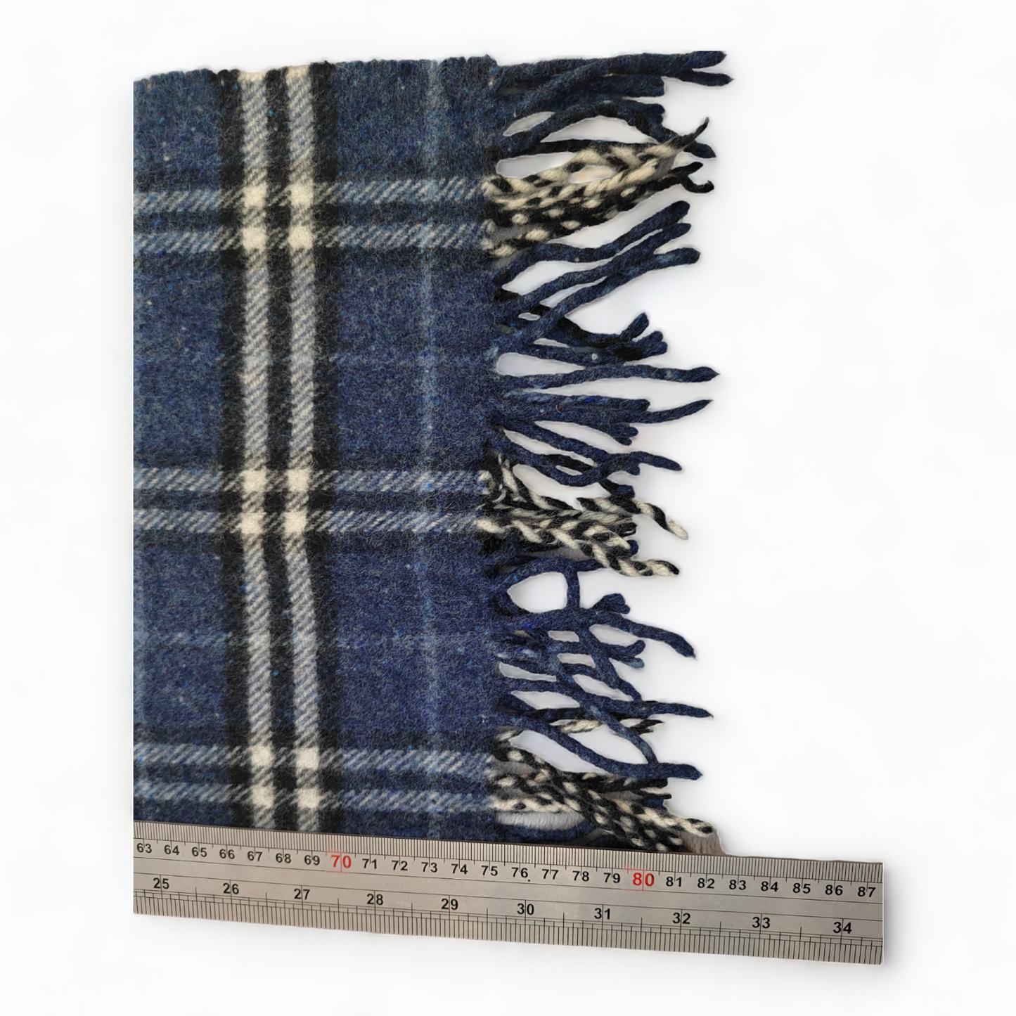 Burberry Scarf Cashmere Nova Check Blue London Made In England