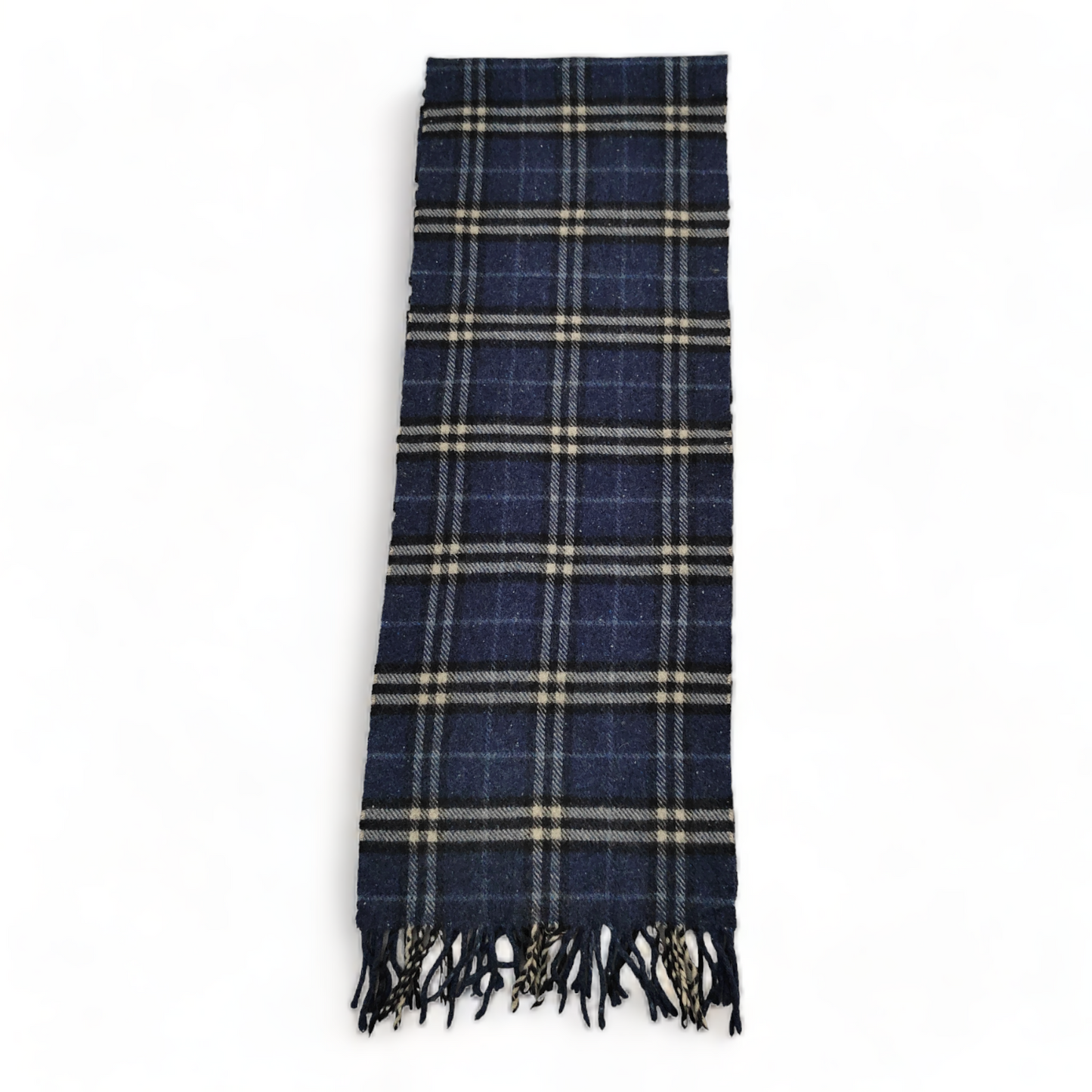 Burberry Scarf Cashmere Nova Check Blue London Made In England