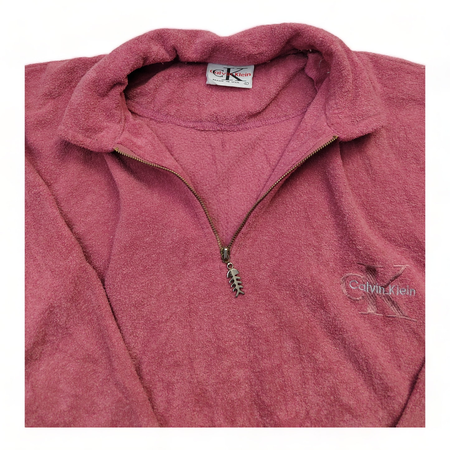 Calvin Klein Fleece Top Women’s Extra Large Pink Pull Over Made In USA