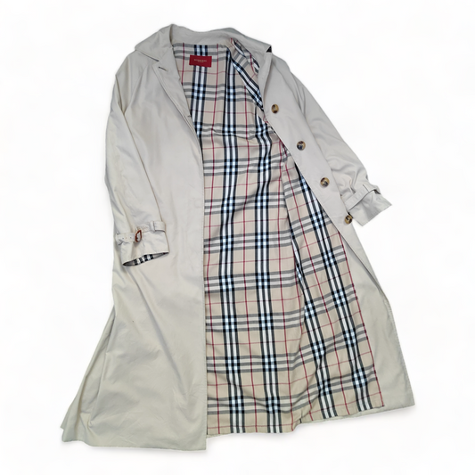 Burberry Trench Coat Women’s Large Beige Nova Check 115cm