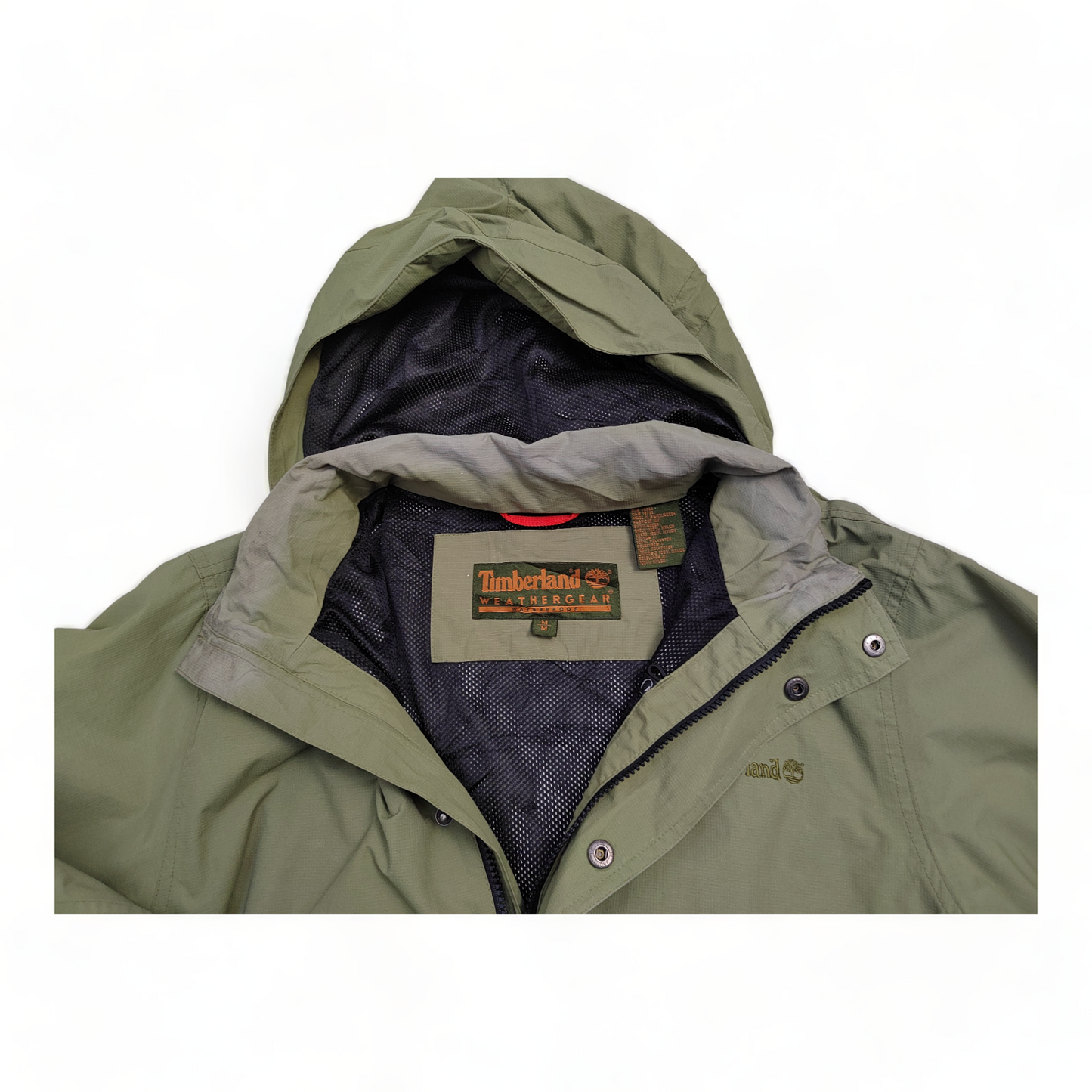 Timberland Rain Jacket Men’s Medium Green Weather Gear Waterproof Zip Up