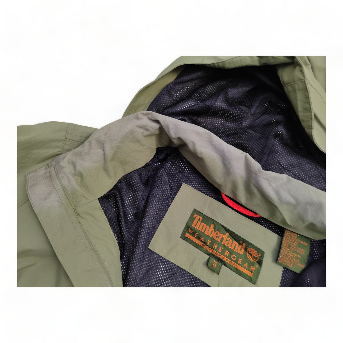 Timberland Rain Jacket Men’s Medium Green Weather Gear Waterproof Zip Up