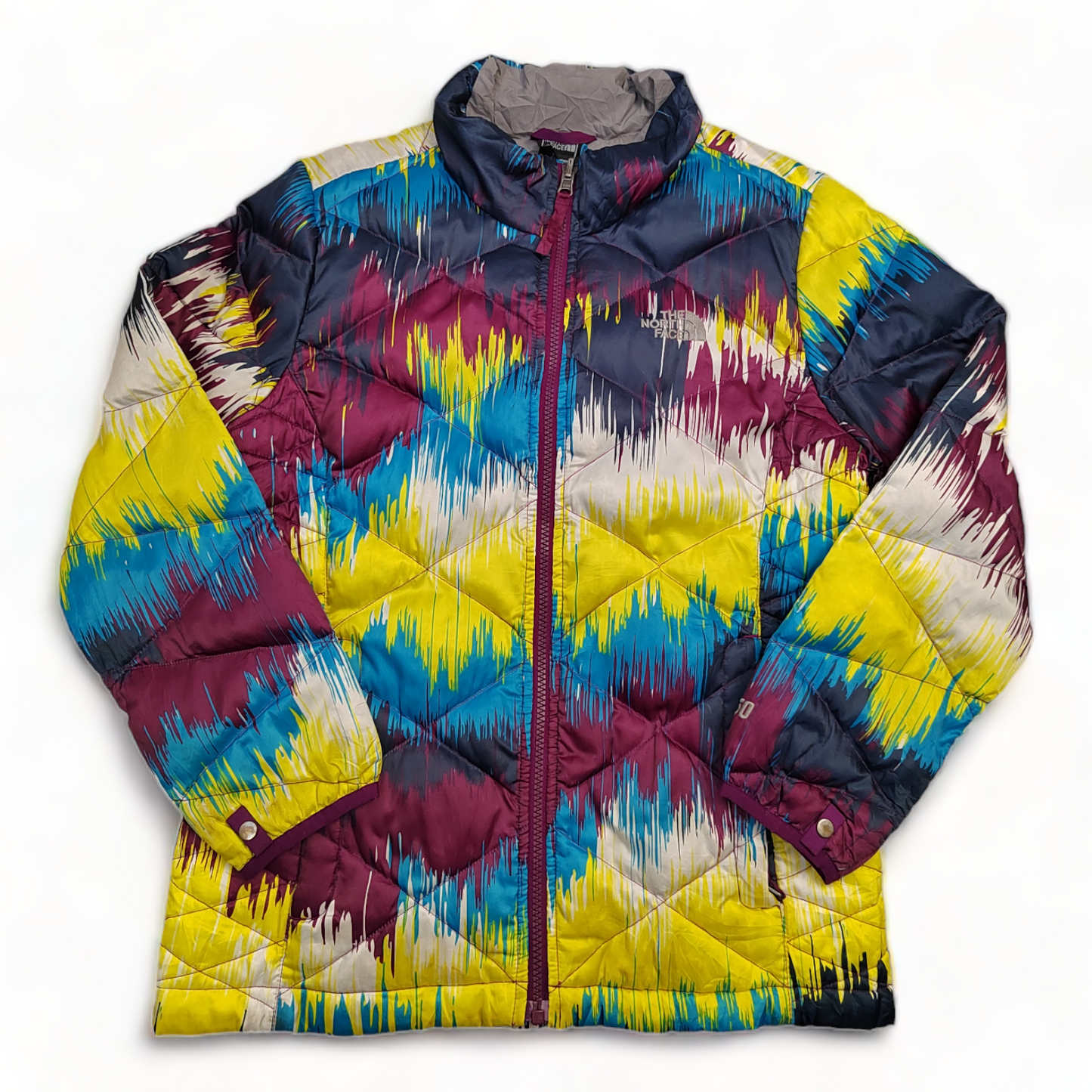 The North Face Quilted Jacket Girls 14 / 16 Multi Coloured Zip Up