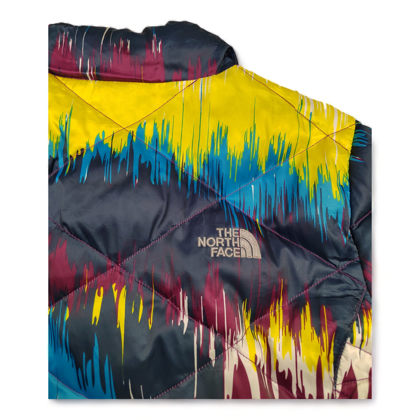 The North Face Quilted Jacket Girls 14 / 16 Multi Coloured Zip Up