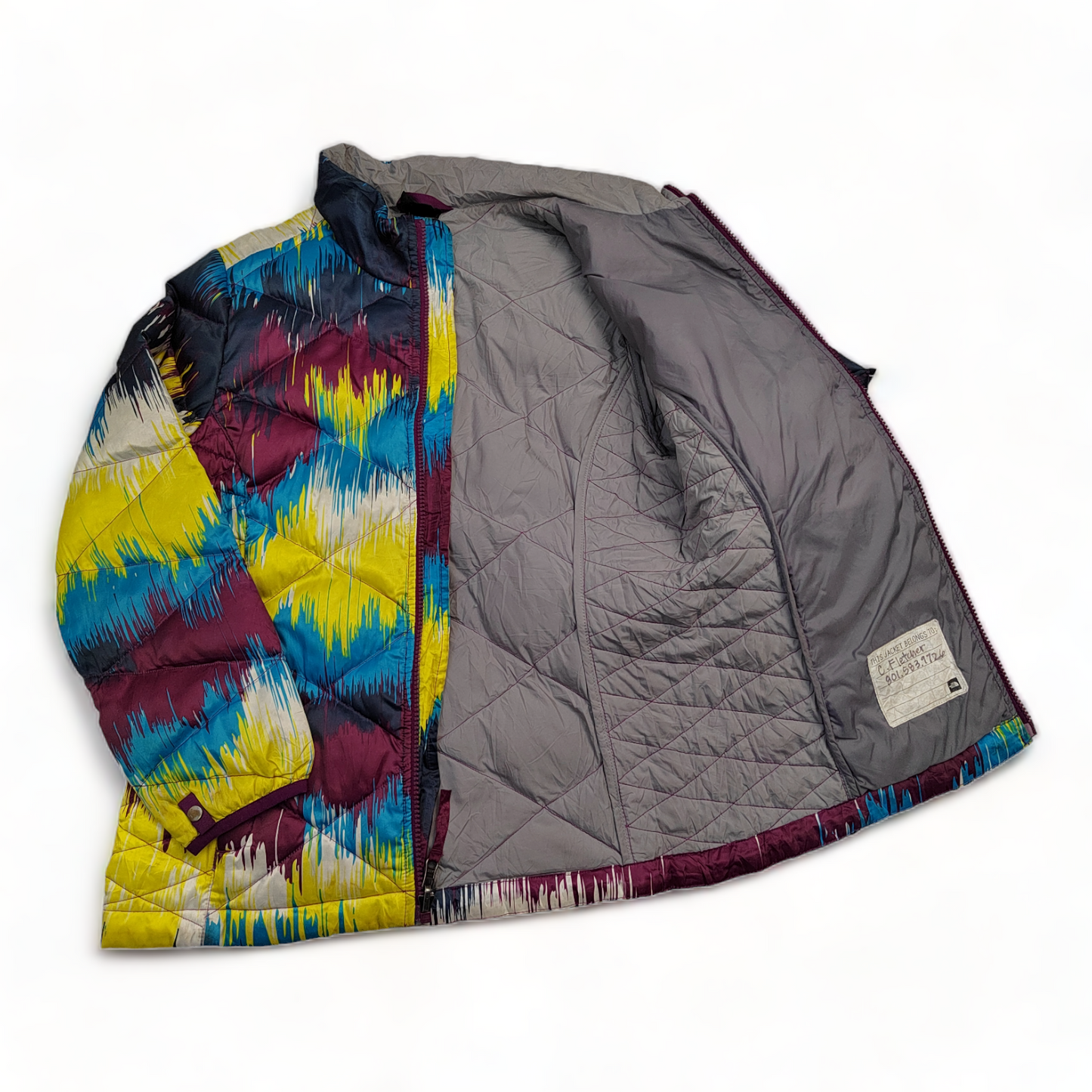 The North Face Quilted Jacket Girls 14 / 16 Multi Coloured Zip Up