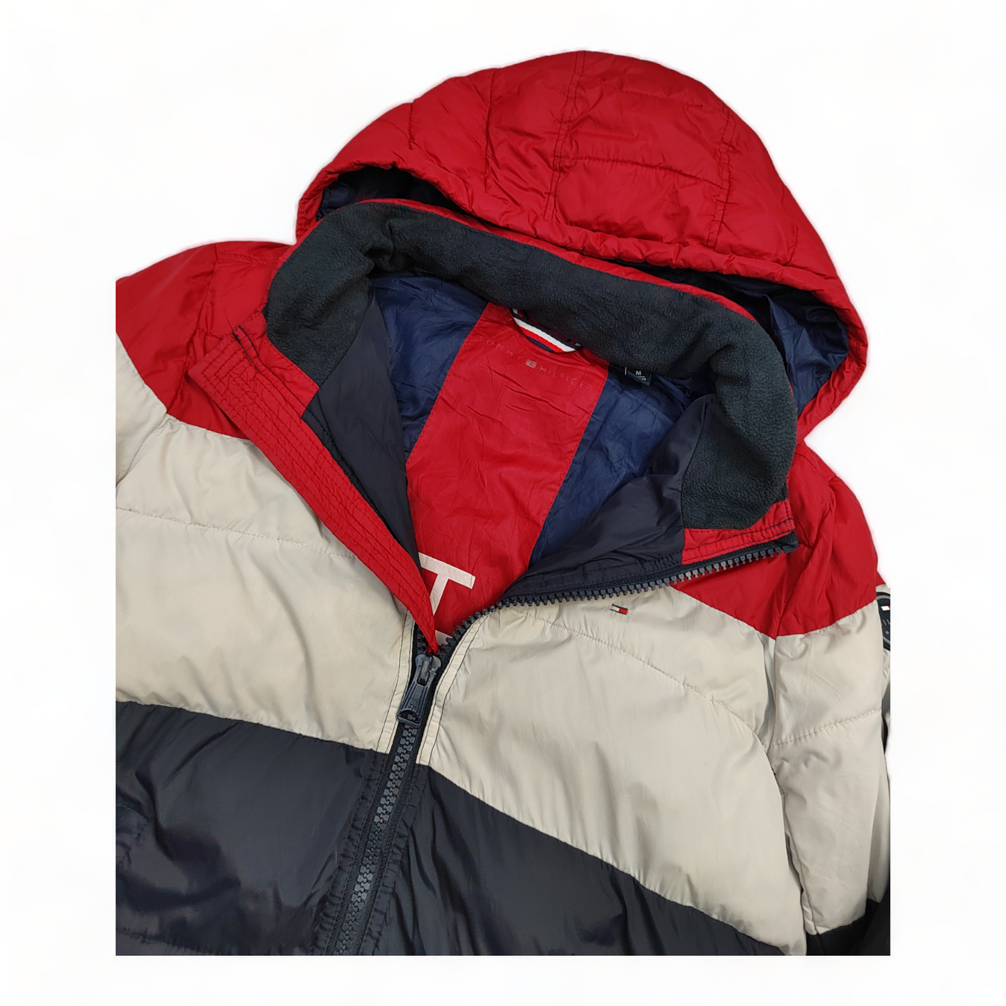 Tommy Hilfiger Puffer Jacket Men’s Medium Red Blue White Zip Up