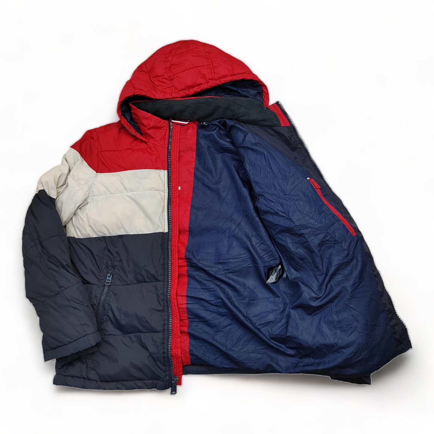 Tommy Hilfiger Puffer Jacket Men’s Medium Red Blue White Zip Up