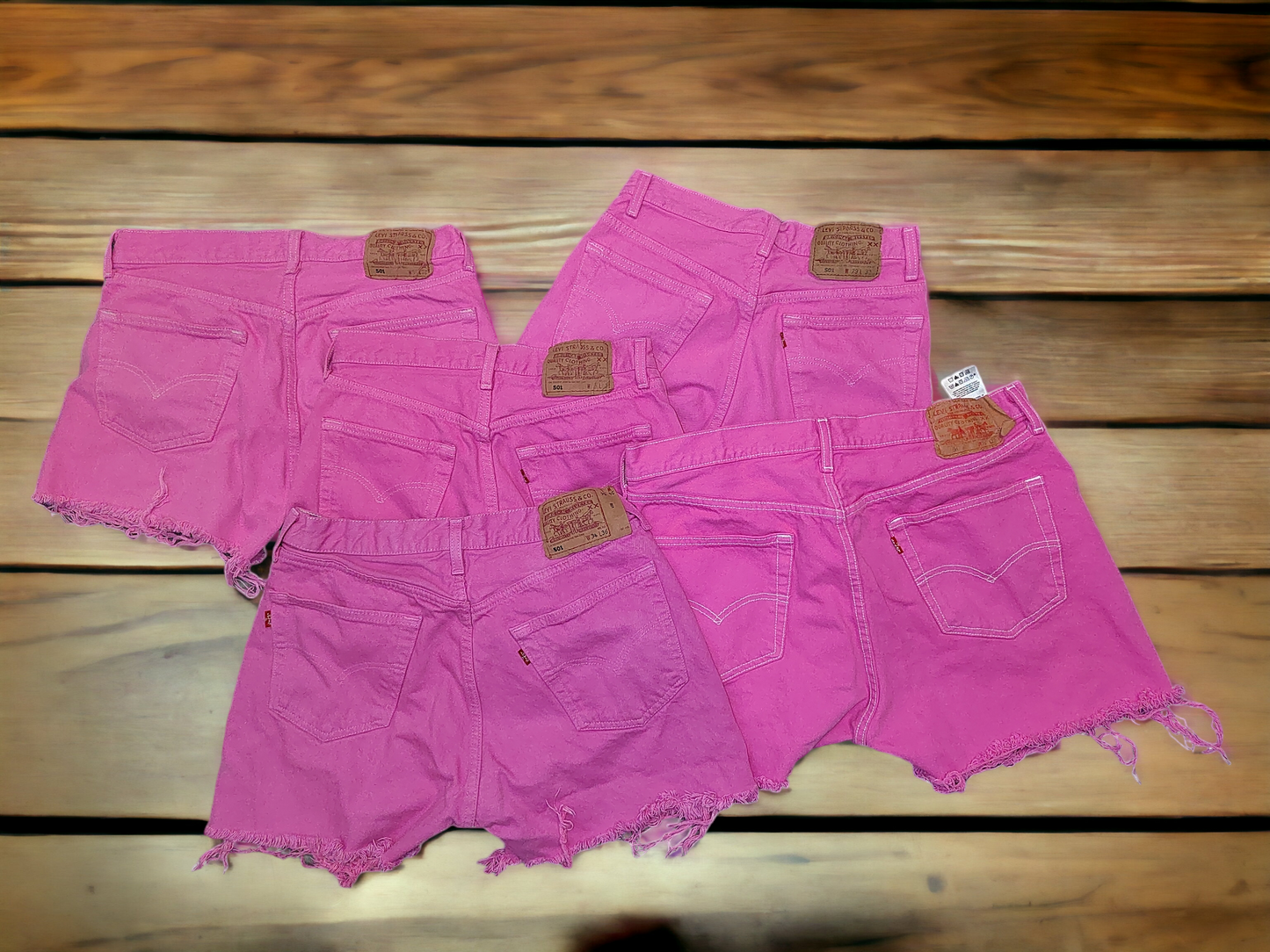 Pink Womens Levis Denim High Waisted Shorts Jeans Hotpants All Sizes Cut Offs - W30 to W41 - UK Sizes 10 to 22