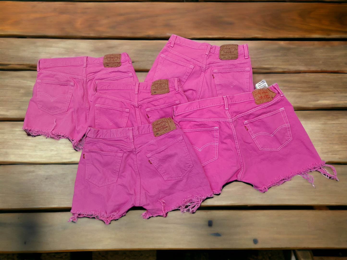 Pink Womens Levis Denim High Waisted Shorts Jeans Hotpants All Sizes Cut Offs - W30 to W41 - UK Sizes 10 to 22