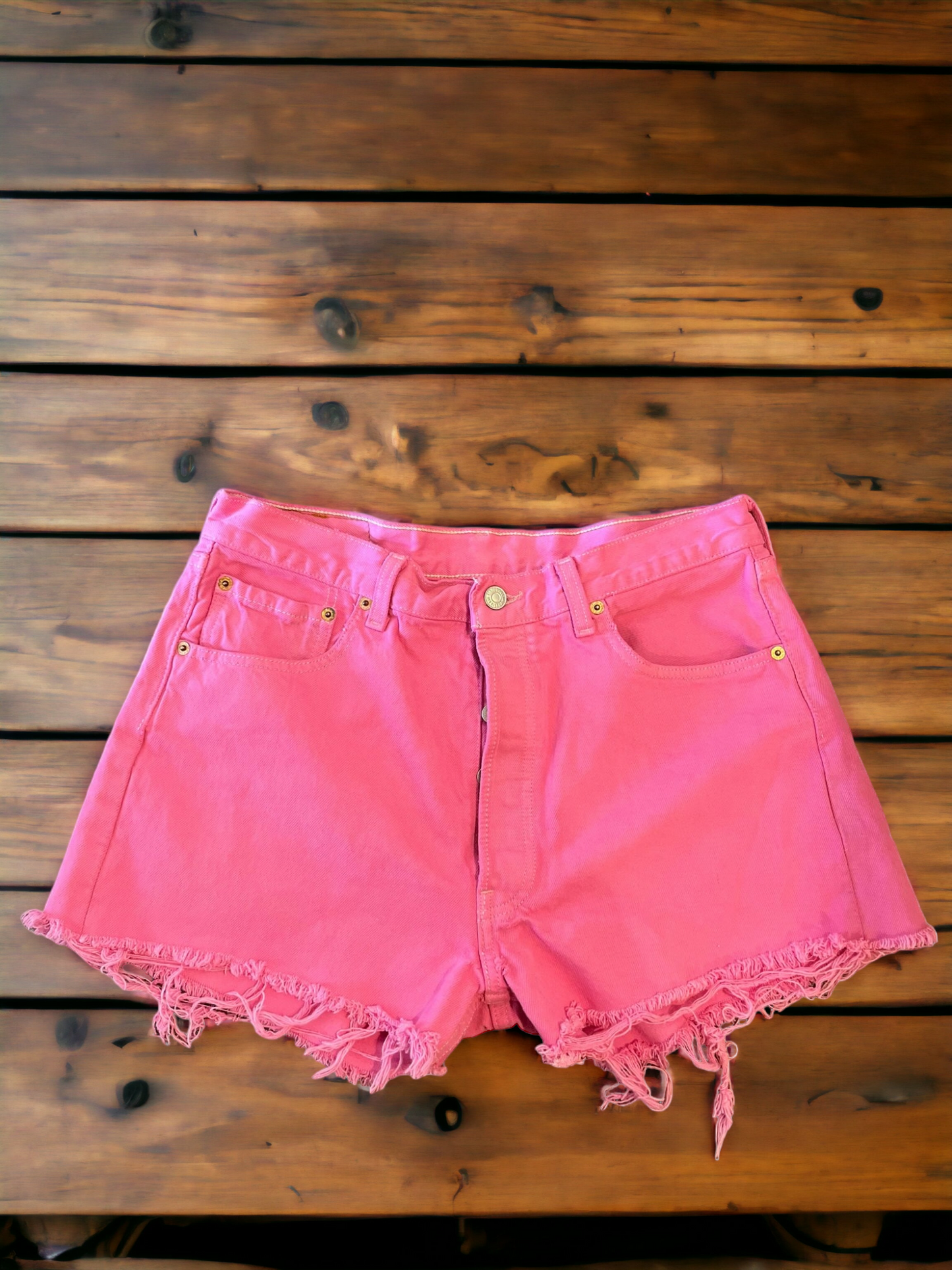 Pink Womens Levis Denim High Waisted Shorts Jeans Hotpants All Sizes Cut Offs - W30 to W41 - UK Sizes 10 to 22