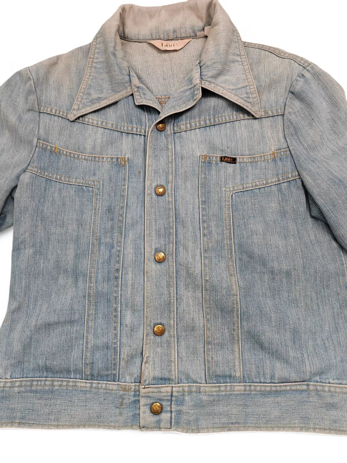 Vintage 1970s Lee Denim Jacket - Light Wash - Men's Size L - Retro Look