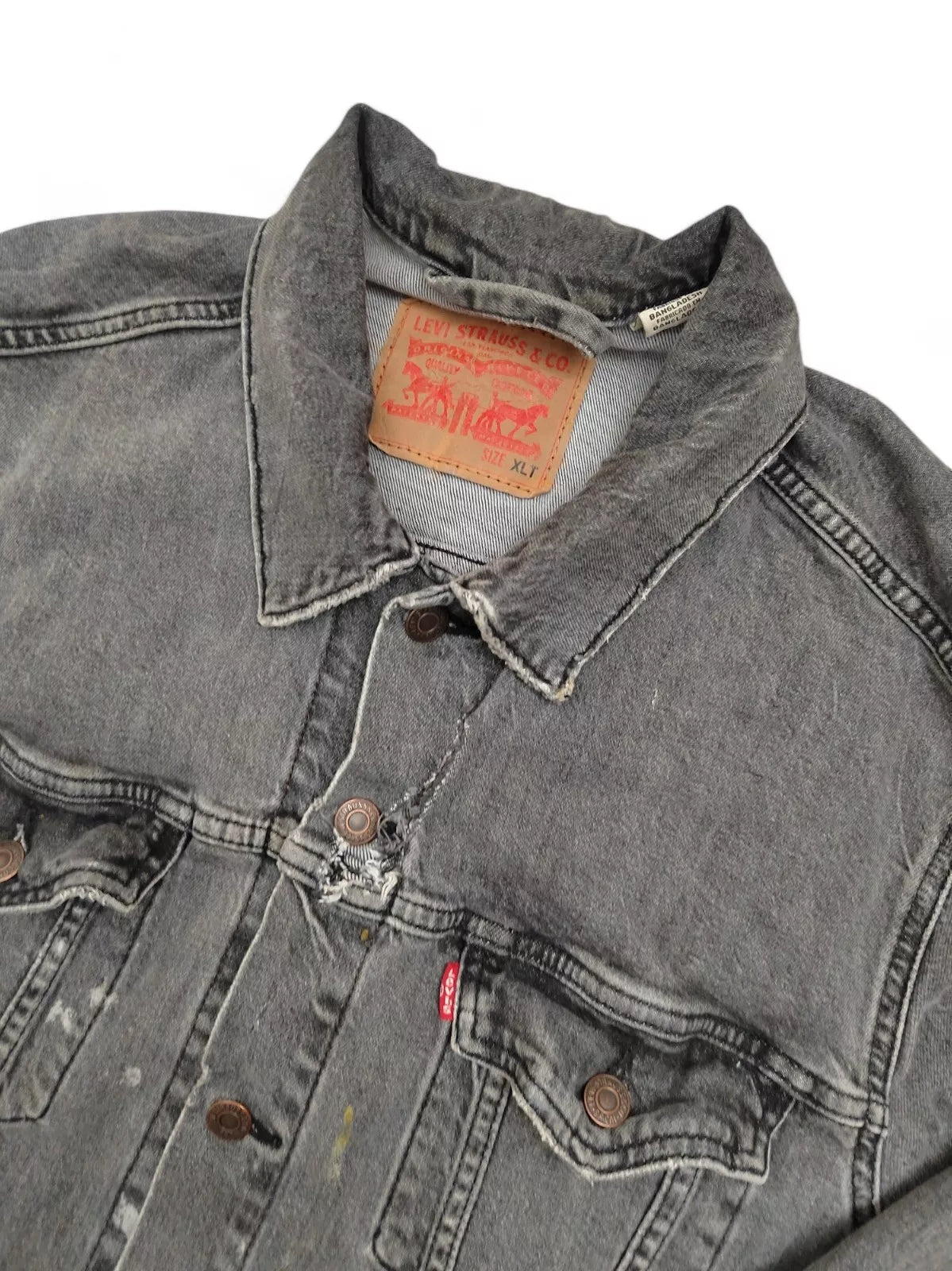 Levi's Men's Trucker Denim Jacket XLT Faded Black Grey Distressed