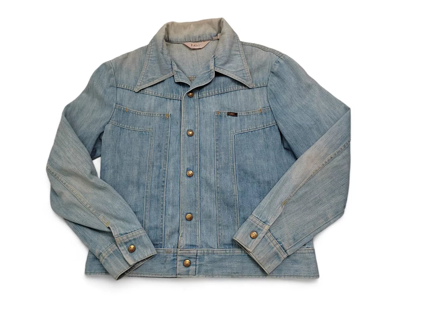 Vintage 1970s Lee Denim Jacket - Light Wash - Men's Size L - Retro Look