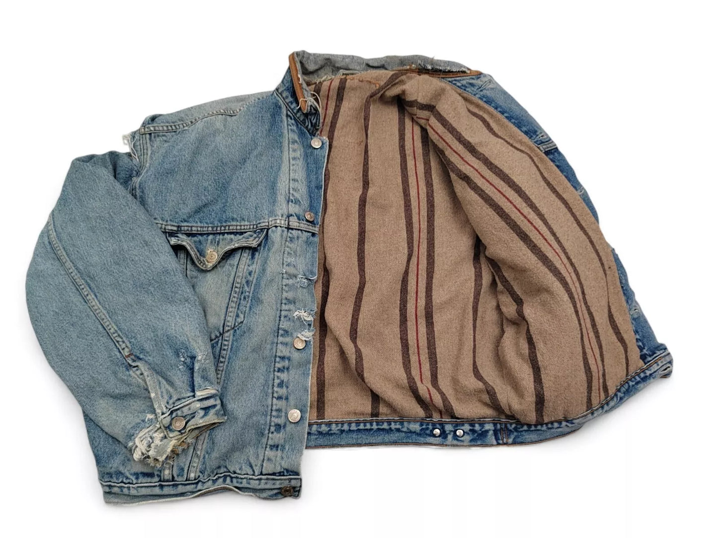 Vintage Levi's Lined Denim Trucker Jacket - Blanket Lined - 1980s/90s - Medium