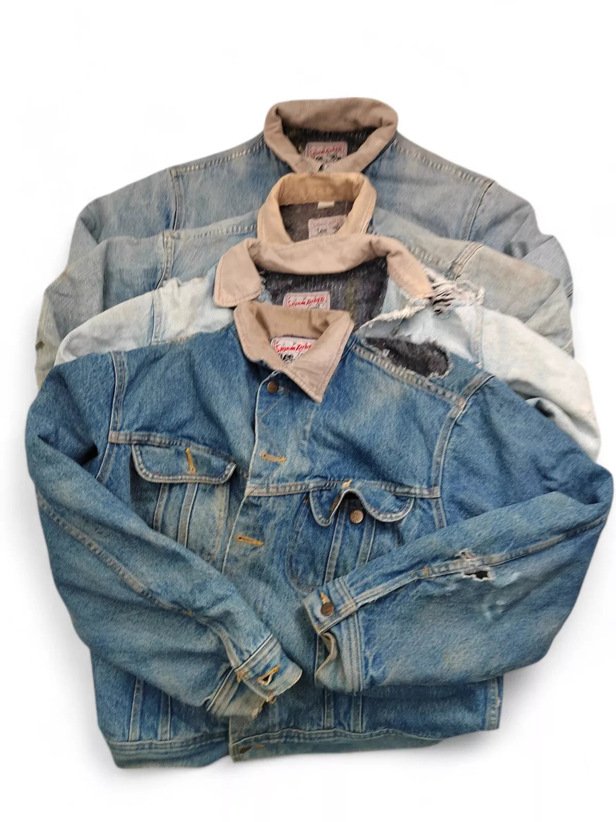 Vintage Rug Lined Denim Jackets 70’s – 80’s Lee Stormrider Damaged x 4