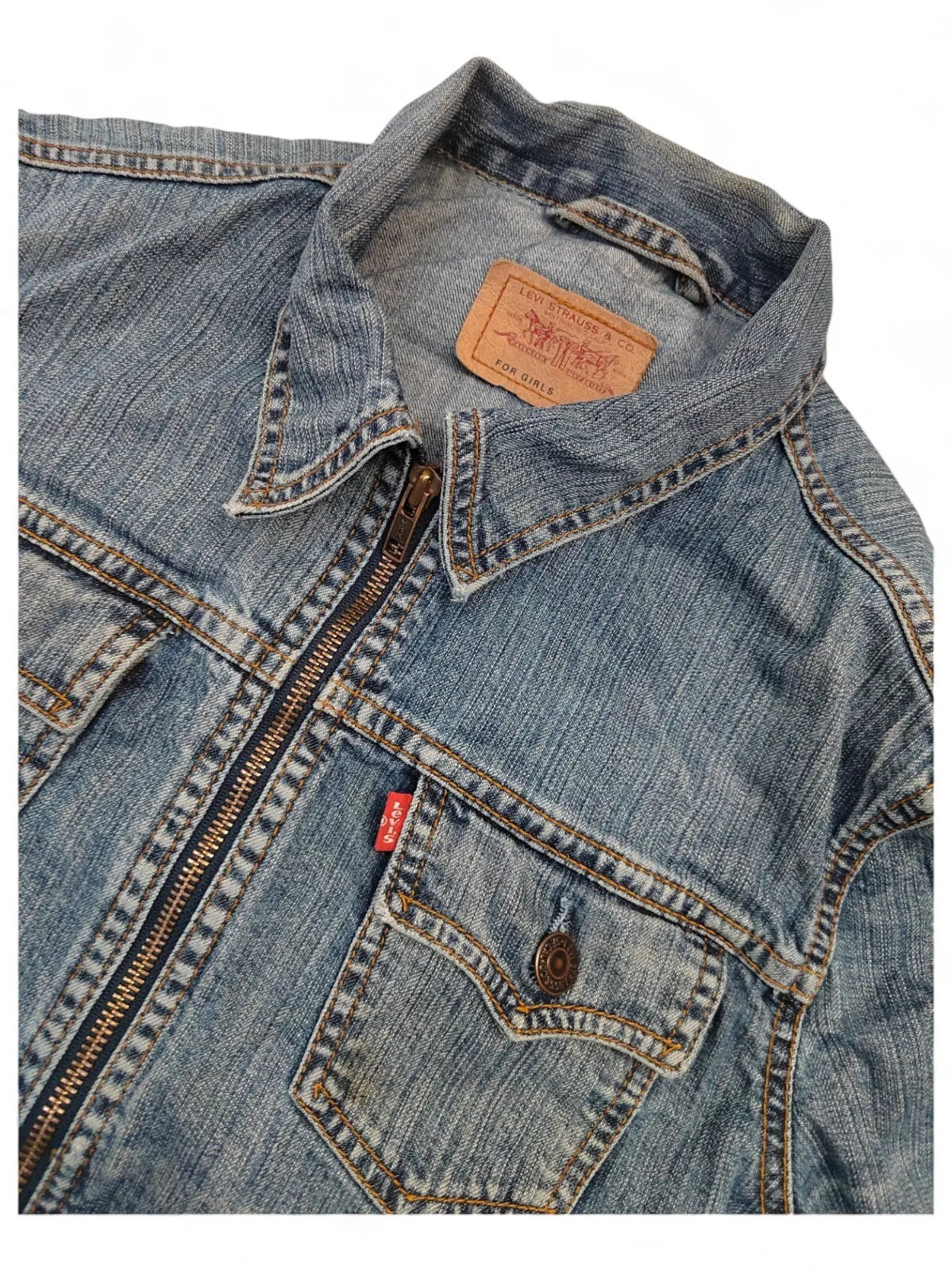 Levi Denim Jacket Women's Extra Small Girls (M) - Zip Up Vintage Levi's