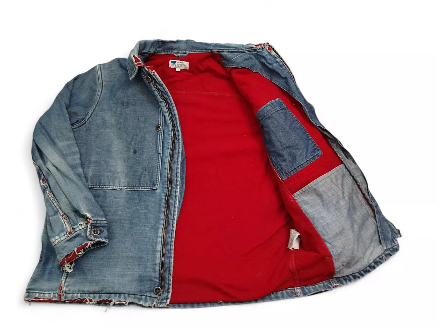 Vintage Levi's "All-Duty" Denim Jacket with Red Fleece Lining - Size L - 1980s