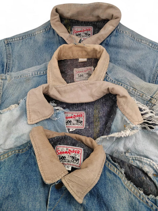 Vintage Rug Lined Denim Jackets 70’s – 80’s Lee Stormrider Damaged x 4