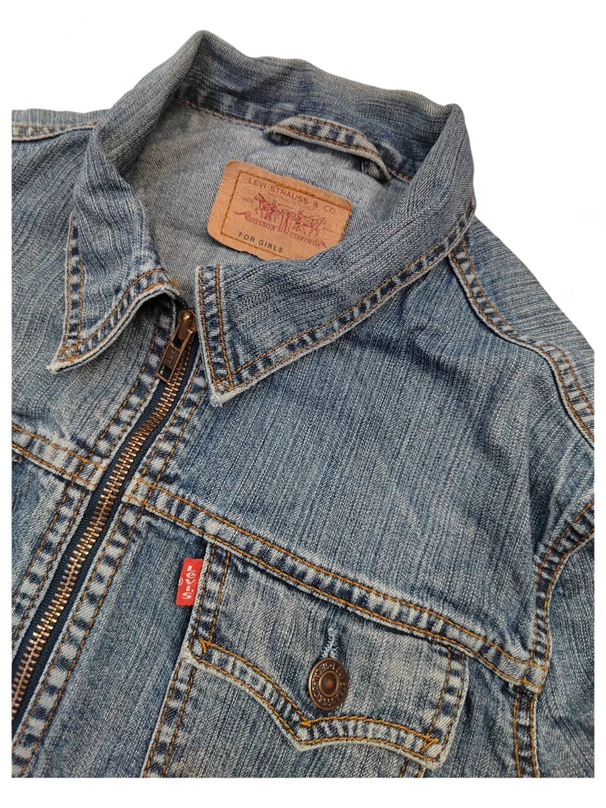 Levi Denim Jacket Women's Extra Small Girls (M) - Zip Up Vintage Levi's