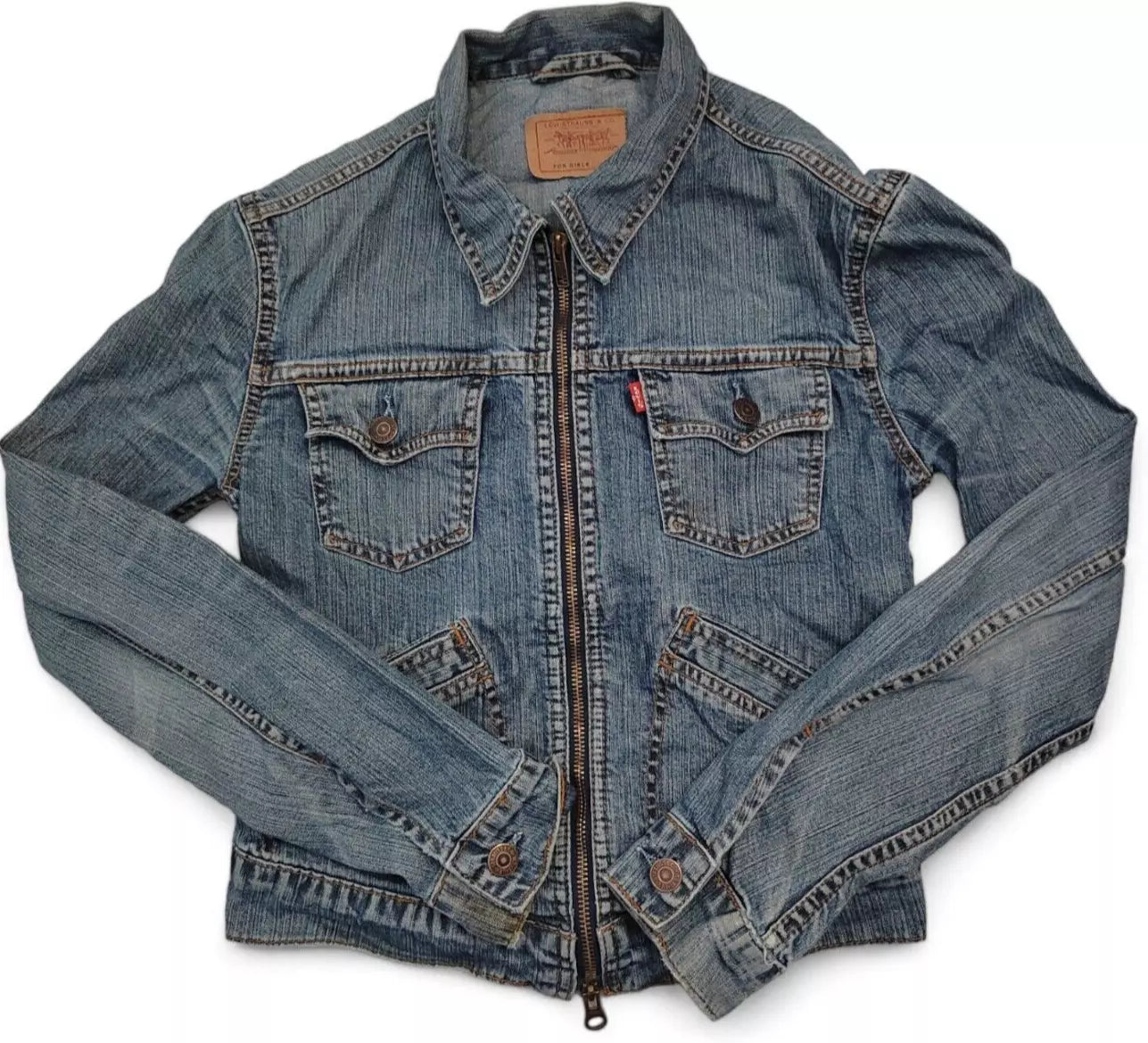 Levi Denim Jacket Women's Extra Small Girls (M) - Zip Up Vintage Levi's